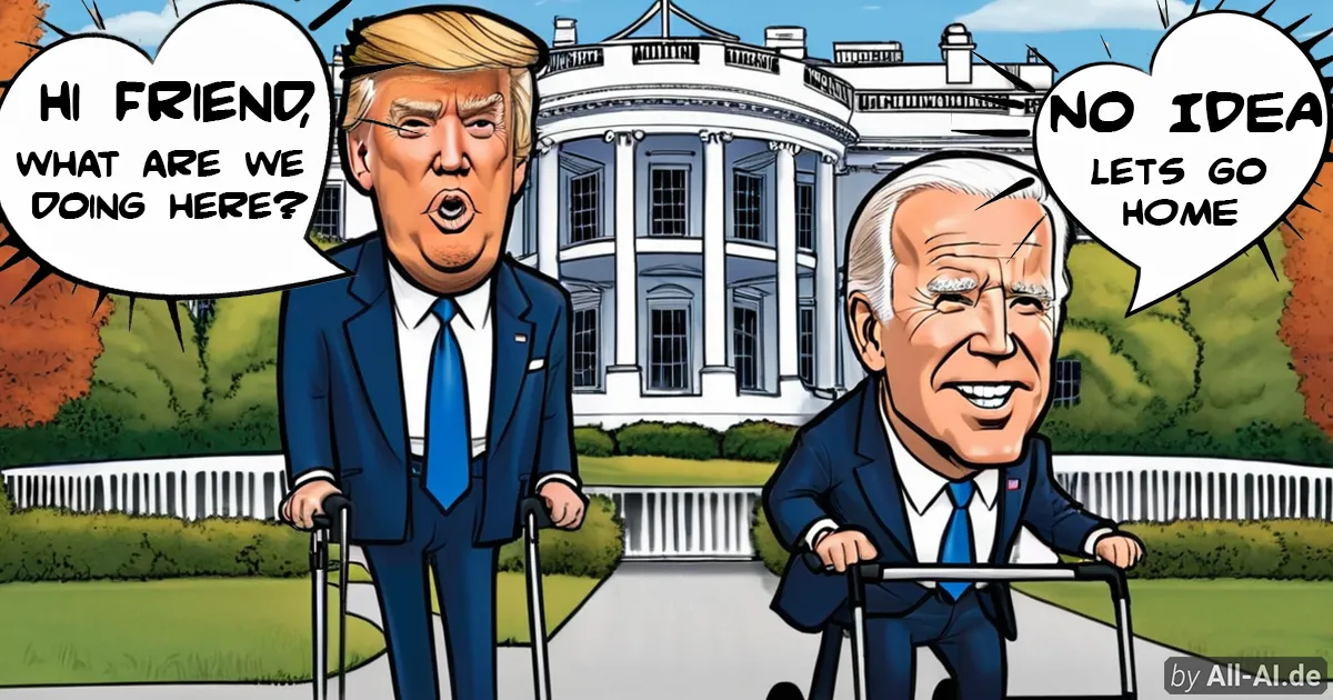 Trump und Biden vor dem weißen Haus